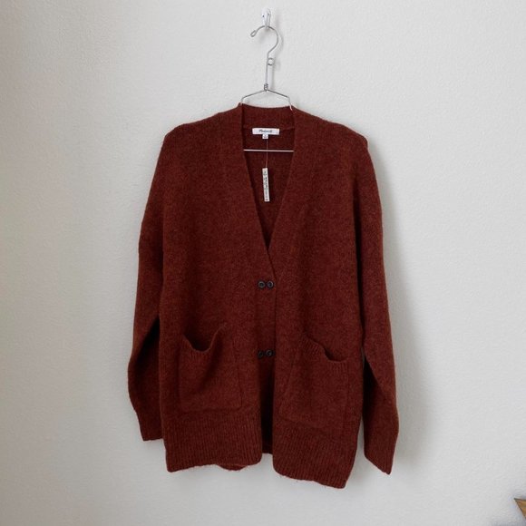 NWT Madewell Allston Double Button Cardigan Sweater in Cranberry Size Small - Picture 2 of 14